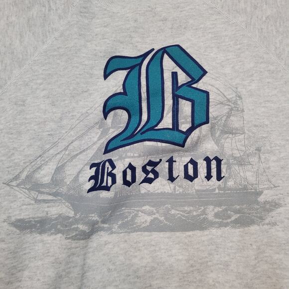 Vintage 90s Hanes Made in USA Boston Sweatshirt Mens Large Raglan Sleeve - Picture 2 of 7